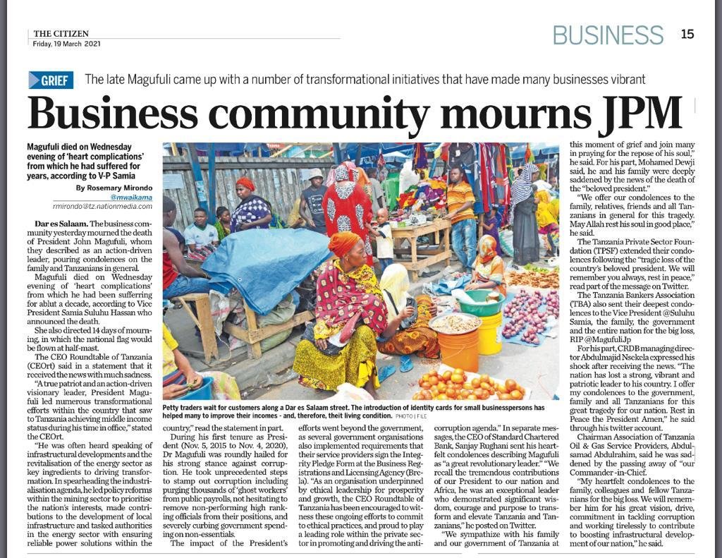 Business community mourns JPM